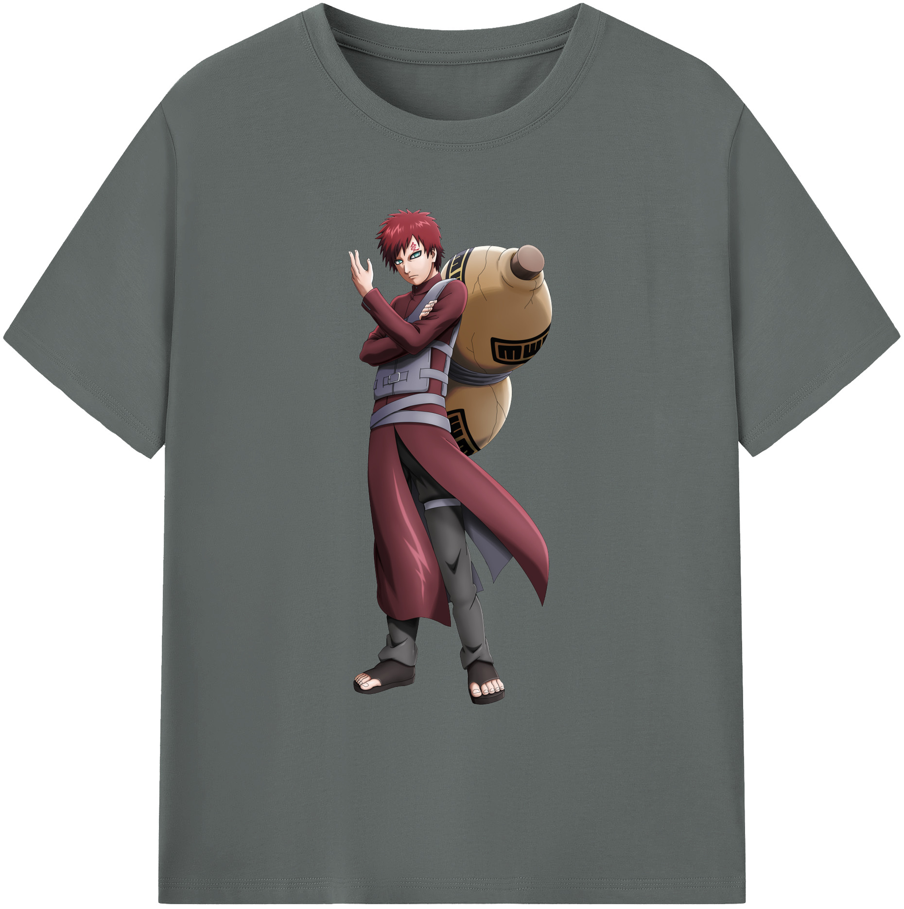 （画像用） NARUTO -ナルト- ガアラ Gaara 綿100％ メンズ半袖Tシャツ｜肌触りやわらか＆通気性
